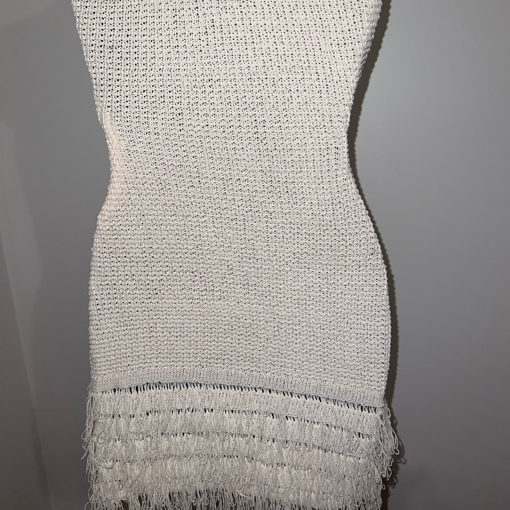 Elegant Cream Knit tassel Dress - Picture 5 of 6